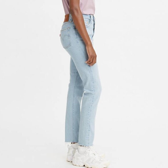 NWT Levi's 501 Skinny Jeans Size 28 High Waist Distressed Blue Light Wash - Picture 3 of 8